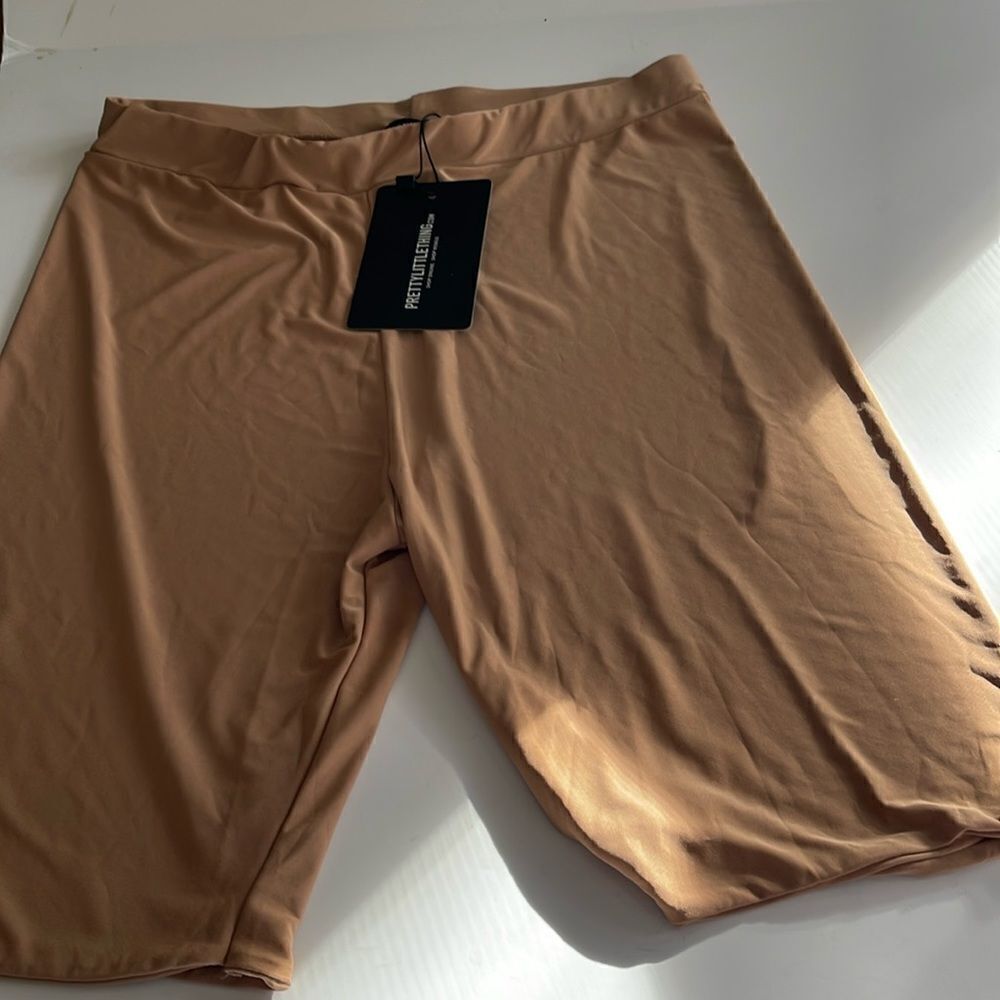 Tall Camel Slinky High Waisted Cycle Shorts